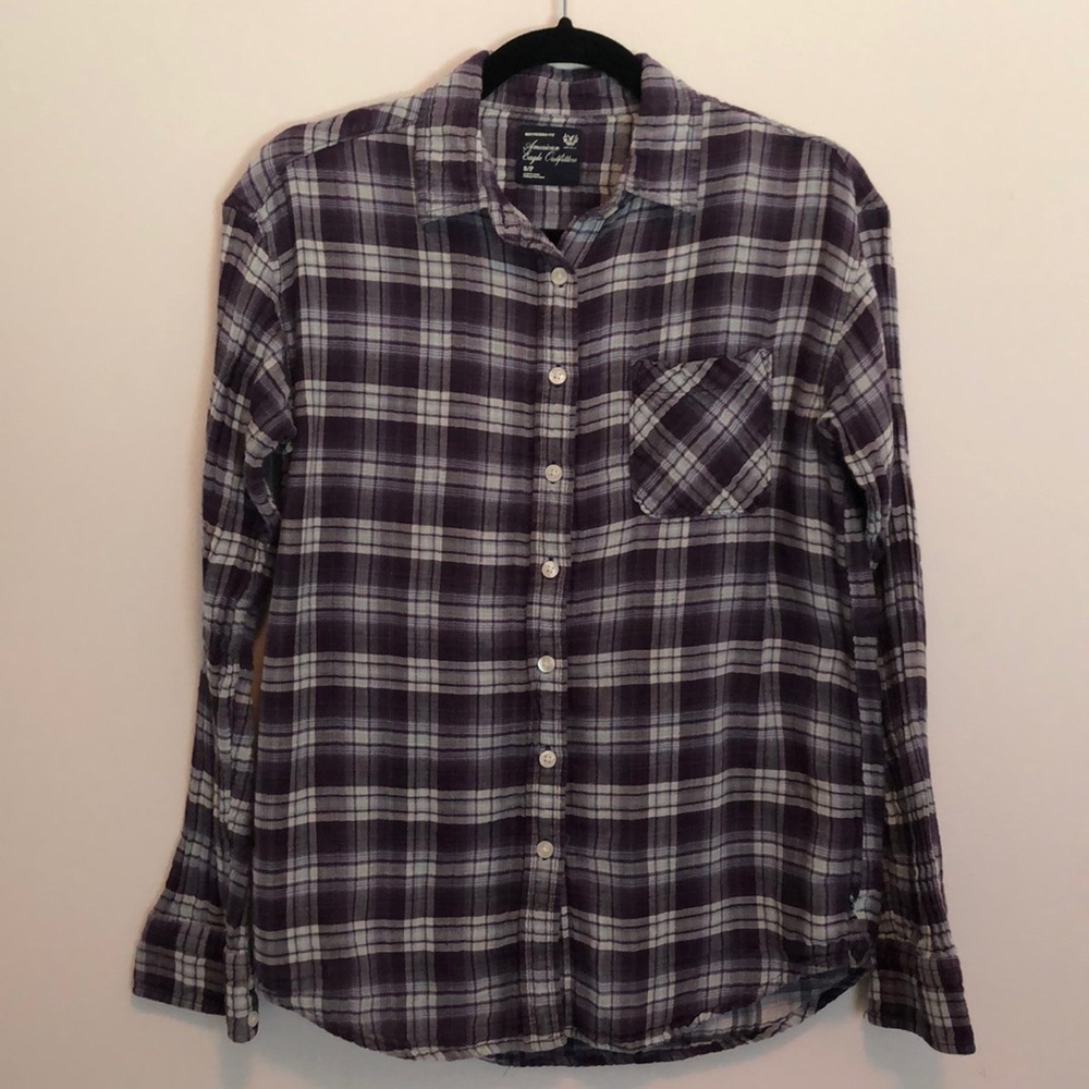 American Eagle Outfitters purple flannel shirt